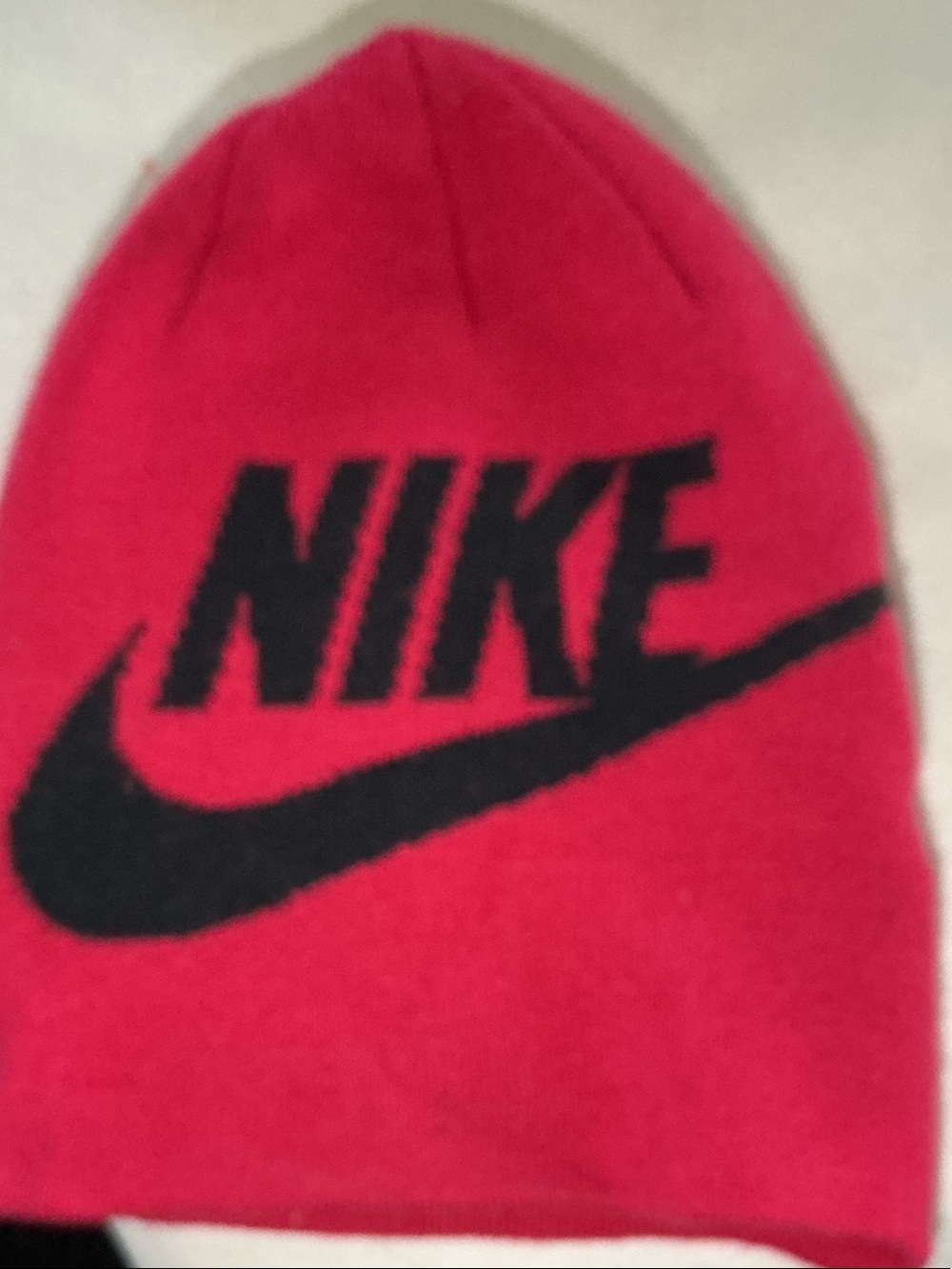 Nike Red Beanie with Black NIKE Wordmark and Swoosh - Picture 1 of 2